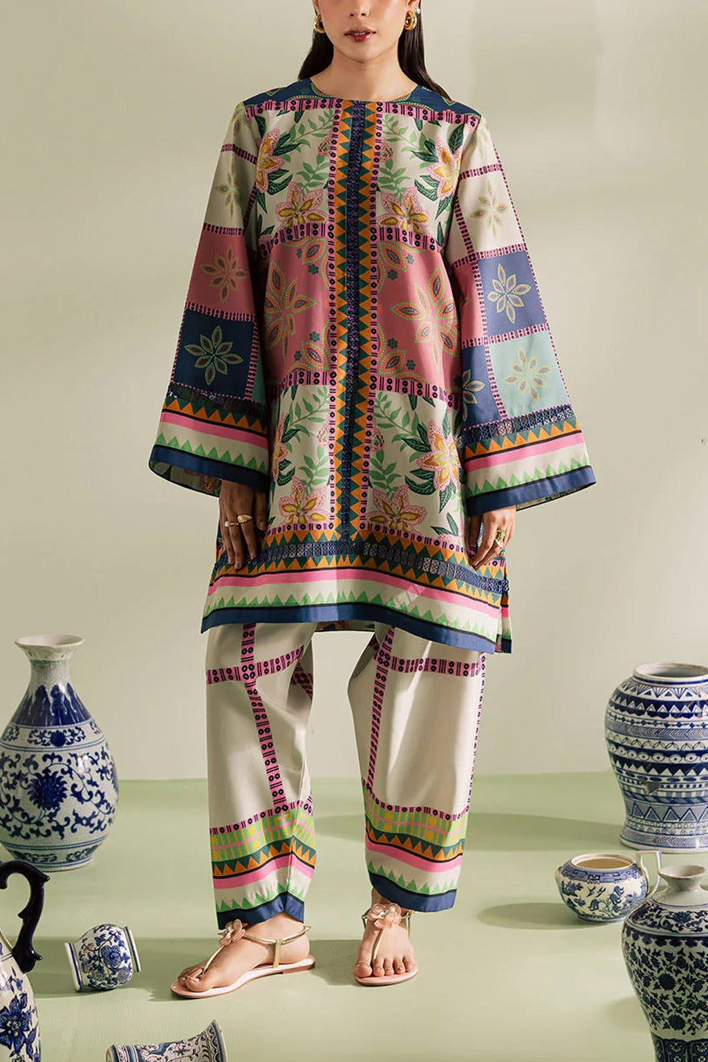 Stitched 2 piece printed shirt and trouser VK-110